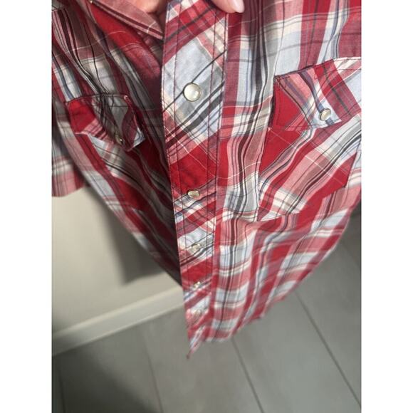 Wrangler Shirt mens size 15 (medium) Western Pearl Snap Button Short slve shirt - Picture 2 of 7